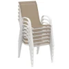 6 chaises de jardin blanc et beige empilables en métal et textilène