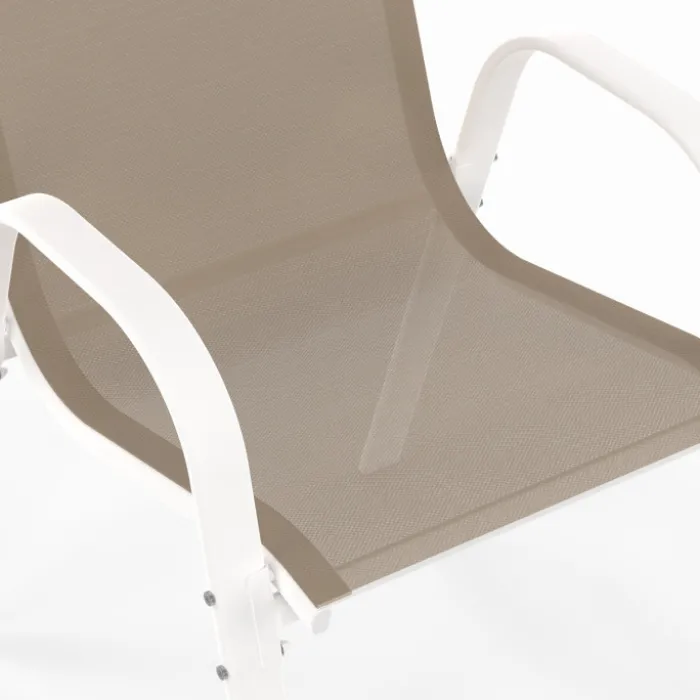6 chaises de jardin blanc et beige empilables en métal et textilène