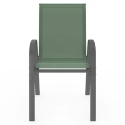 6 chaises de jardin vert olive empilables en métal et textilène