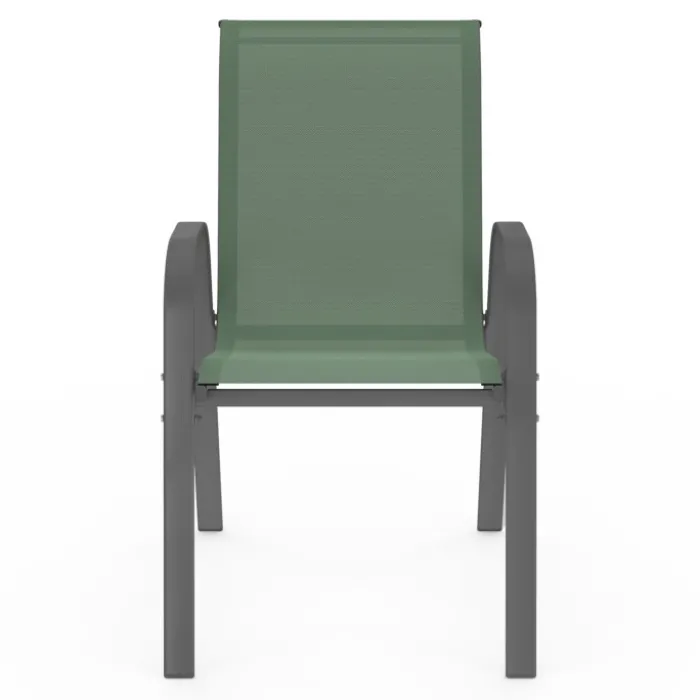 6 chaises de jardin vert olive empilables en métal et textilène