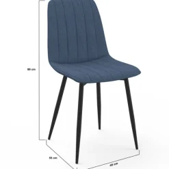 6 chaises en tissu bleu