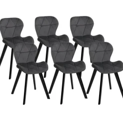6 Chaises en velours gris foncé