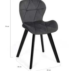 6 Chaises en velours gris foncé