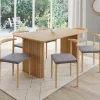 6 chaises imitation bois et tissu gris clair