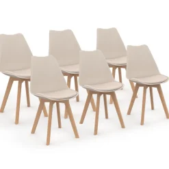 6 chaises scandinaves beiges