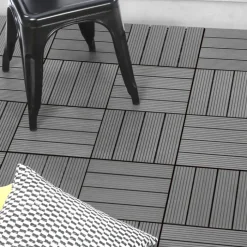 10 dalles de terrasse clipsables 30x30 cm en bois composite gris