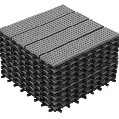 10 dalles de terrasse clipsables 30x30 cm en bois composite gris
