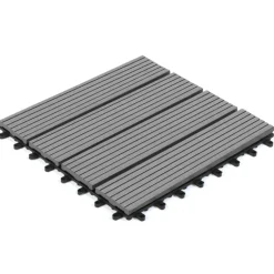 10 dalles de terrasse clipsables 30x30 cm en bois composite gris