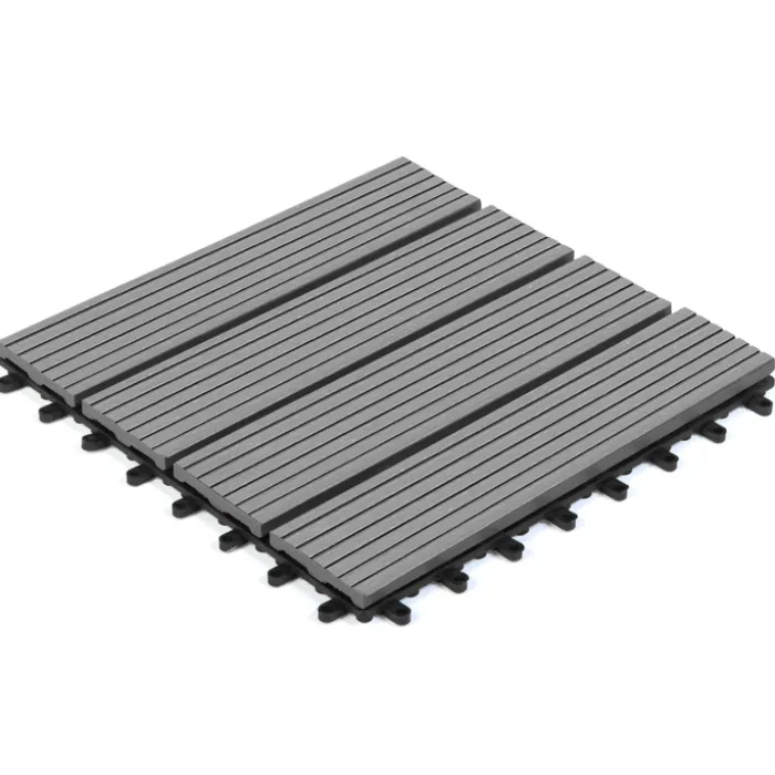 10 dalles de terrasse clipsables 30x30 cm en bois composite gris