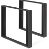 2 pieds de table carrés noir 75 cm