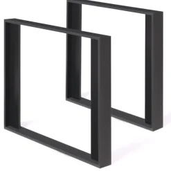 2 pieds de table carrés noir 75 cm
