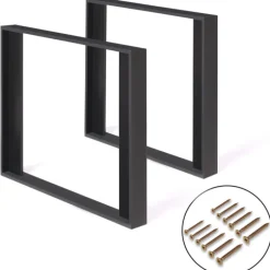 2 pieds de table carrés noir 75 cm