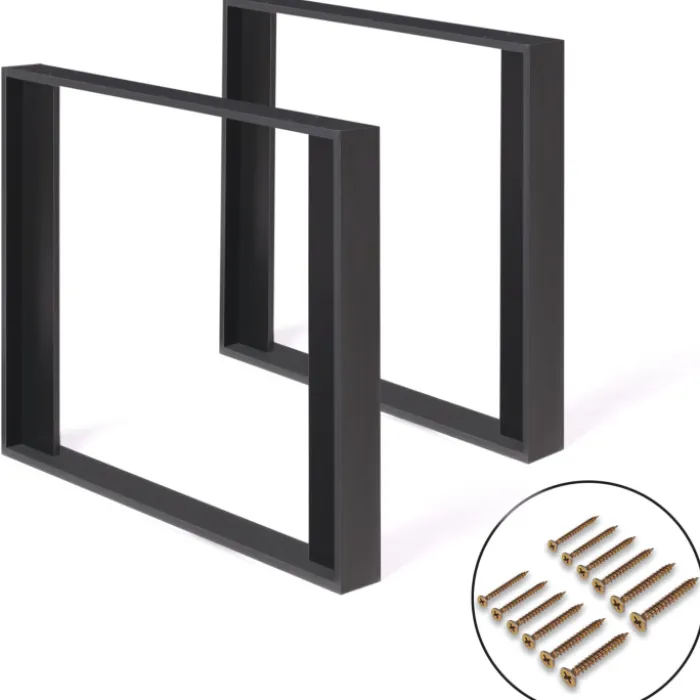 2 pieds de table carrés noir 75 cm
