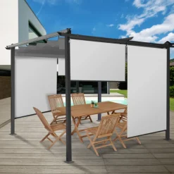 3 stores enrouleurs blancs 225 cm pour pergola