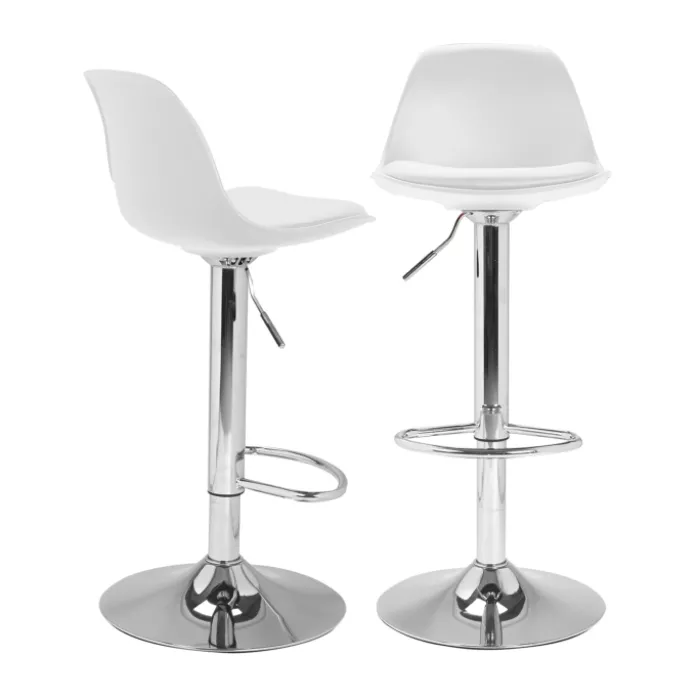 2 tabourets de bar design blanc KARL