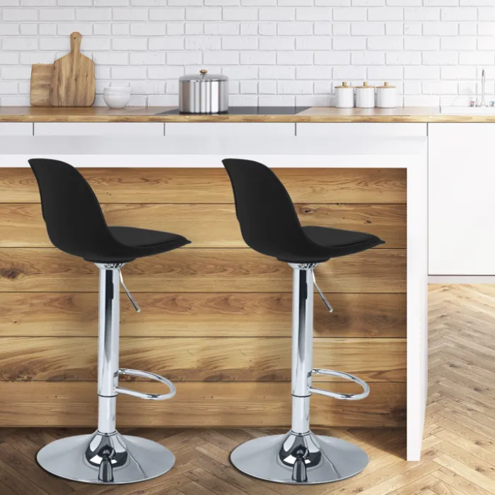 2 tabourets de bar design noir KARL