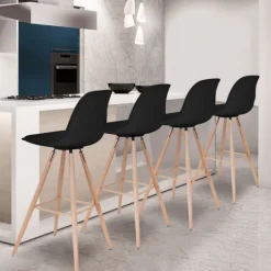 4 Tabourets de bar scandinaves noirs SARA