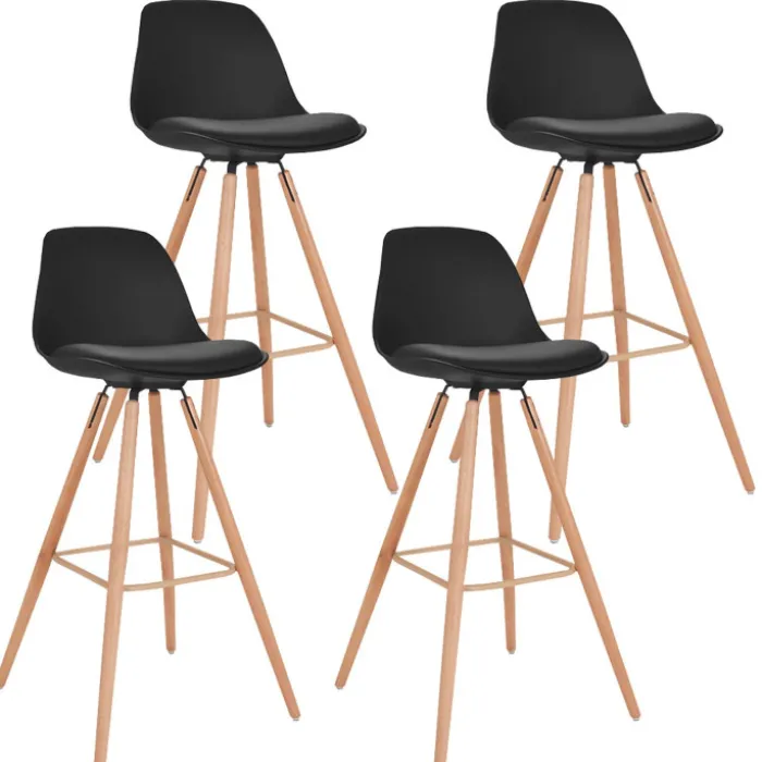 4 Tabourets de bar scandinaves noirs SARA