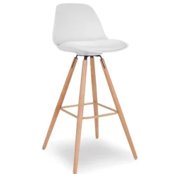 4 Tabourets de bar scandinave blanc SARA