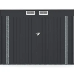 Abri à vélos en métal gris anthracite verrouillable avec kit d'ancrage pour 4 vélos