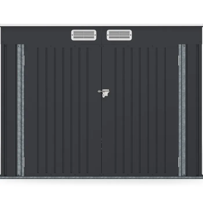 Abri à vélos en métal gris anthracite verrouillable avec kit d'ancrage pour 4 vélos
