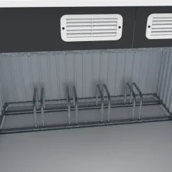 Abri à vélos en métal gris anthracite verrouillable avec kit d'ancrage pour 4 vélos