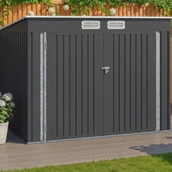 Abri à vélos en métal gris anthracite verrouillable avec kit d'ancrage pour 4 vélos