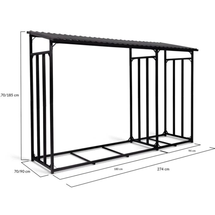 Abri bois de chauffage en acier galvanisé avec housse de protection
