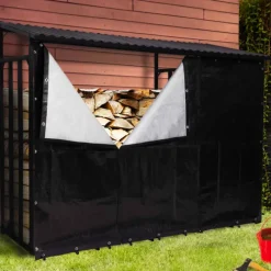 Abri bois de chauffage en acier galvanisé avec housse de protection