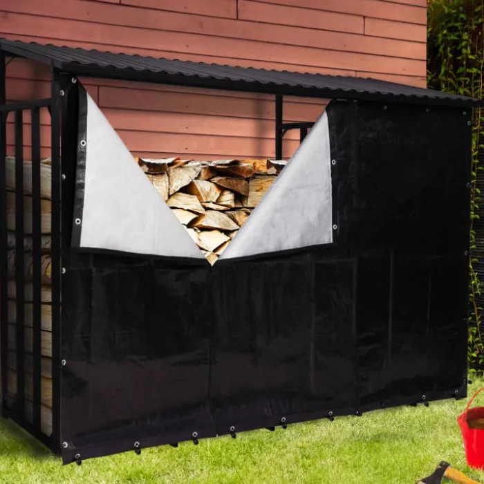 Abri bois de chauffage en acier galvanisé avec housse de protection