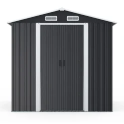 Abri de jardin gris en acier galvanisé