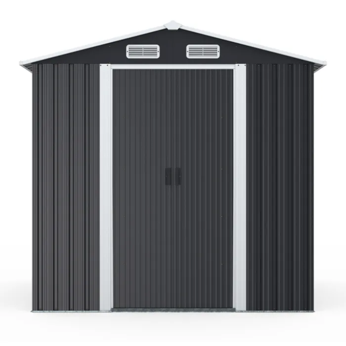 Abri de jardin gris en acier galvanisé