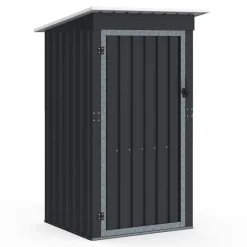 Abri de jardin gris en acier galvanisé 100 x 95 x 160 cm avec toit incliné 1 porte