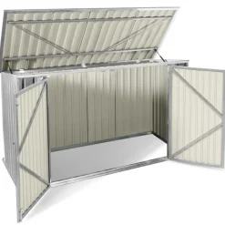 Abri de jardin multi-rangements en métal gris clair