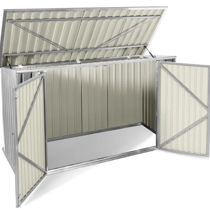 Abri de jardin multi-rangements en métal gris clair