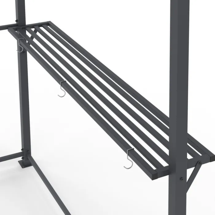 Abri pour barbecue 240 x 150 x 220 cm avec étagères, en métal gris et toit en polycarbonate