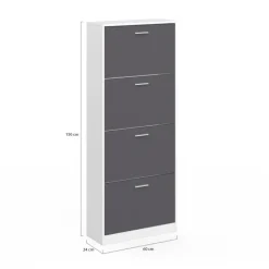 Armoire à chaussures 4 portes grises