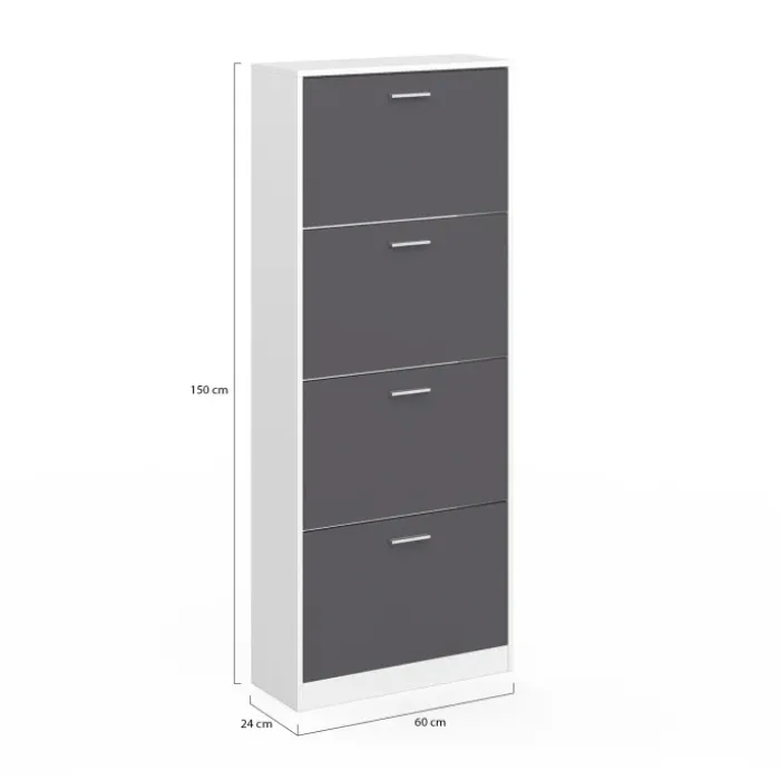 Armoire à chaussures 4 portes grises