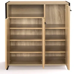 Armoire à chaussures avec portes et une niche bois et métal