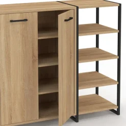 Armoire à chaussures design industriel 12 paires 2 portes et 4 étagères