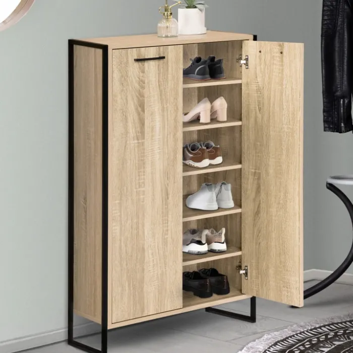 Armoire à chaussures industrielle bois et métal