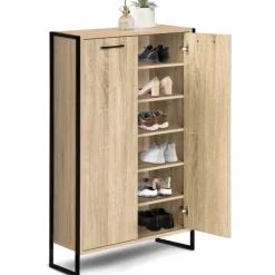 Armoire à chaussures industrielle bois et métal