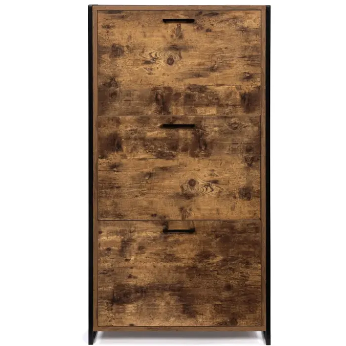 Armoire à chaussures industrielle 3 portes effet vieilli