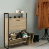 Armoire à chaussures industrielle avec étagère bois et métal