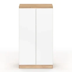 Armoire à chaussures 18 paires 2 portes blanc et effet bois