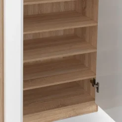 Armoire à chaussures 18 paires 2 portes blanc et effet bois