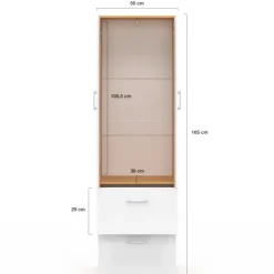 Armoire 2 portes blanc et bois penderie 50 cm avec 2 tiroirs