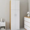 Armoire 2 portes blanc et bois penderie 50 cm avec étagère