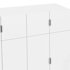 Armoire 4 portes blanc penderie 160 cm avec 2 rangements hauts et 2 tiroirs