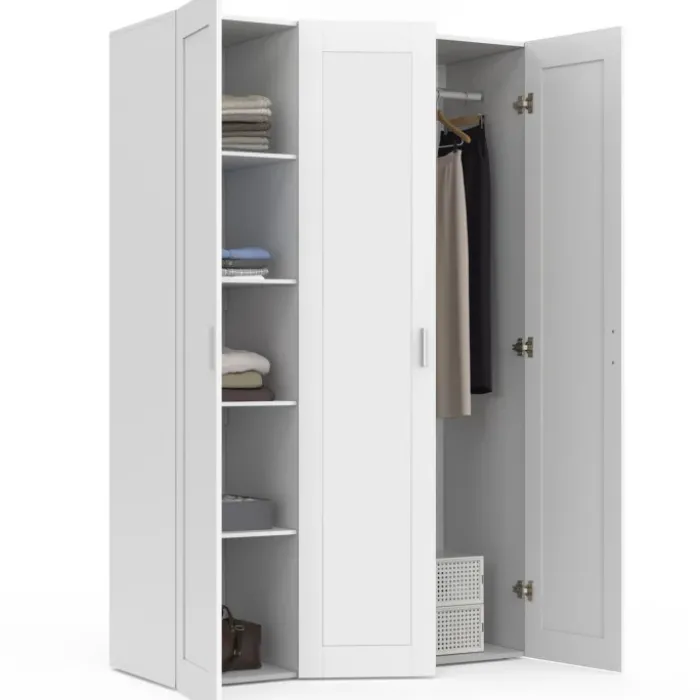 Armoire 3 portes blanche penderie et rangement 120 cm